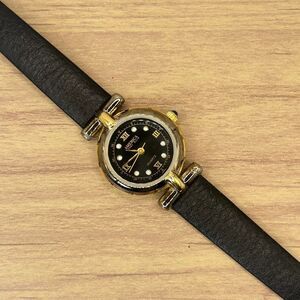 AMERICA PERRY ELLIS Black Genuine Leather Quartz Women's Watch